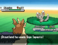 Stoutland usando giga impacto en Pokémon Negro 2 y Blanco 2. (Haz clic en la imagen para ver la animación).
