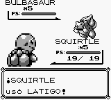 Squirtle usando látigo en la primera generación.