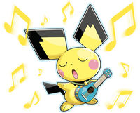 Pichu tocando su ukelele.