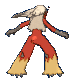 Imagen posterior de Blaziken hembra en la sexta y séptima generación