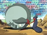 Swellow deteniendo a Donphan con sus garras.