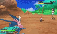 Greninja usando su habilidad fuerte afecto después de derrotar a un Pikipek para convertirse en Greninja Ash en la séptima generación.