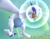 Lugia usando aerochorro en Super Smash Bros. Brawl.