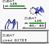 Zubat usando mordisco en la primera generación.