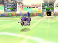 Rattata usando ataque rápido en Pokémon Stadium 2.