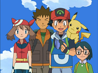 May/Aura, Brock, Ash y Max.