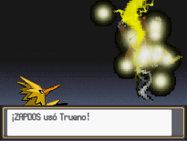 Zapdos usando trueno en la cuarta generación.