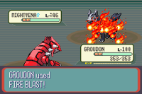 Groudon usando llamarada en la tercera generación.