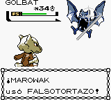 Marowak usando falso tortazo en la segunda generación.