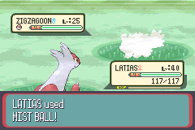 Latias usando bola neblina en la tercera generación.