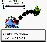 Tentacruel usando ácido en Pokémon Oro, Plata y Cristal.