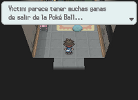 Victini pidiendo salir de su Poké Ball.