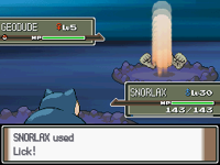 Snorlax usando lengüetazo en la cuarta generación.