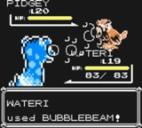 Lapras usando rayo burbuja en la primera generación.