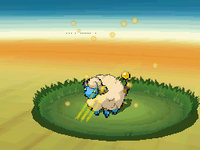 Mareep recibiendo arañazo en la quinta generación.