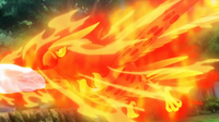 Talonflame de Ash usando nitrocarga.