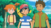 Ash, Misty y Brock en Pokémon Sol y Luna