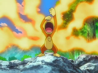 Chimchar de Ash activando mar llamas.