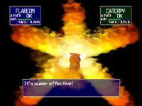 Caterpie recibiendo llamarada en Pokémon Stadium.