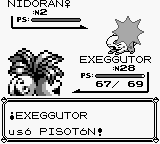 Exeggutor usando pisotón en la primera generación.