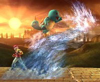 Squirtle usando cascada en Super Smash Bros. Brawl.