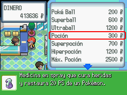 Comprando en una tienda Pokémon en DP