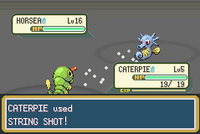 Caterpie usando disparo demora en la tercera generación.