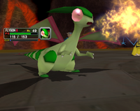 Flygon usando dragoaliento en Pokémon Colosseum.