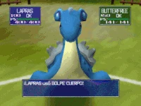 Lapras usando golpe cuerpo en Pokémon Stadium.