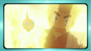 Rotom electrificando a Oak.