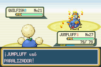 Jumpluff usando paralizador en la tercera generación.
