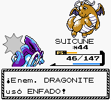 Dragonite usando enfado en la segunda generación.