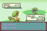 Breloom usando daño secreto en la tercera generación.