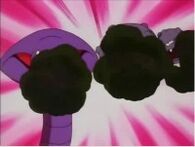 Arbok de Jessie y Weezing de James usando tóxico.