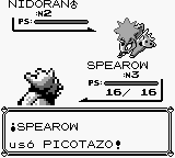 Spearow usando picotazo en en la primera generación.