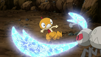 Un Durant usando guillotina contra el Scraggy de Ash.