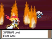 Infernape usando anillo ígneo en la cuarta generación.