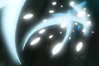 Articuno usando ventisca contra Tyranitar, Darmanitan, Sirfetch'd y Indeedee.