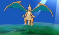 Mega-Charizard Y, primera megaevolución de Charizard. Exclusiva de Pokémon Y.