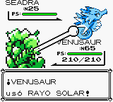Venusaur usando rayo solar en la primera generación.