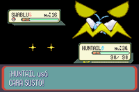 Huntail usando cara susto en la tercera generación.