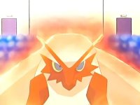 Blaziken de May/Aura activando mar llamas.