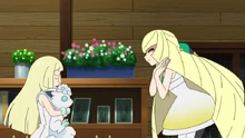 EP987 Lillie y su madre.png (590 kB) Lusamine/Samina encontrándose con Lillie/Lylia y Níveo/Nivi.