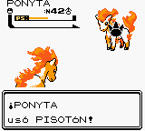 Ponyta usando pisotón en Pokémon Oro, Plata y Cristal.