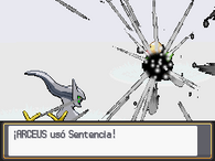 Arceus usando sentencia en Pokémon Oro HeartGold y Pokémon Plata SoulSilver.