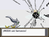 Arceus usando sentencia en la cuarta generación.