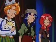 Lily disfrazada de cazadora junto a sus hermanas.