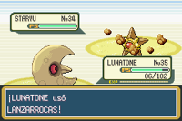 Lunatone usando lanzarrocas en la tercera generación