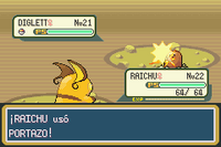 Raichu usando atizar en la tercera generación.