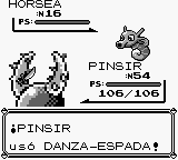 Pinsir usando danza espada en la primera generación.